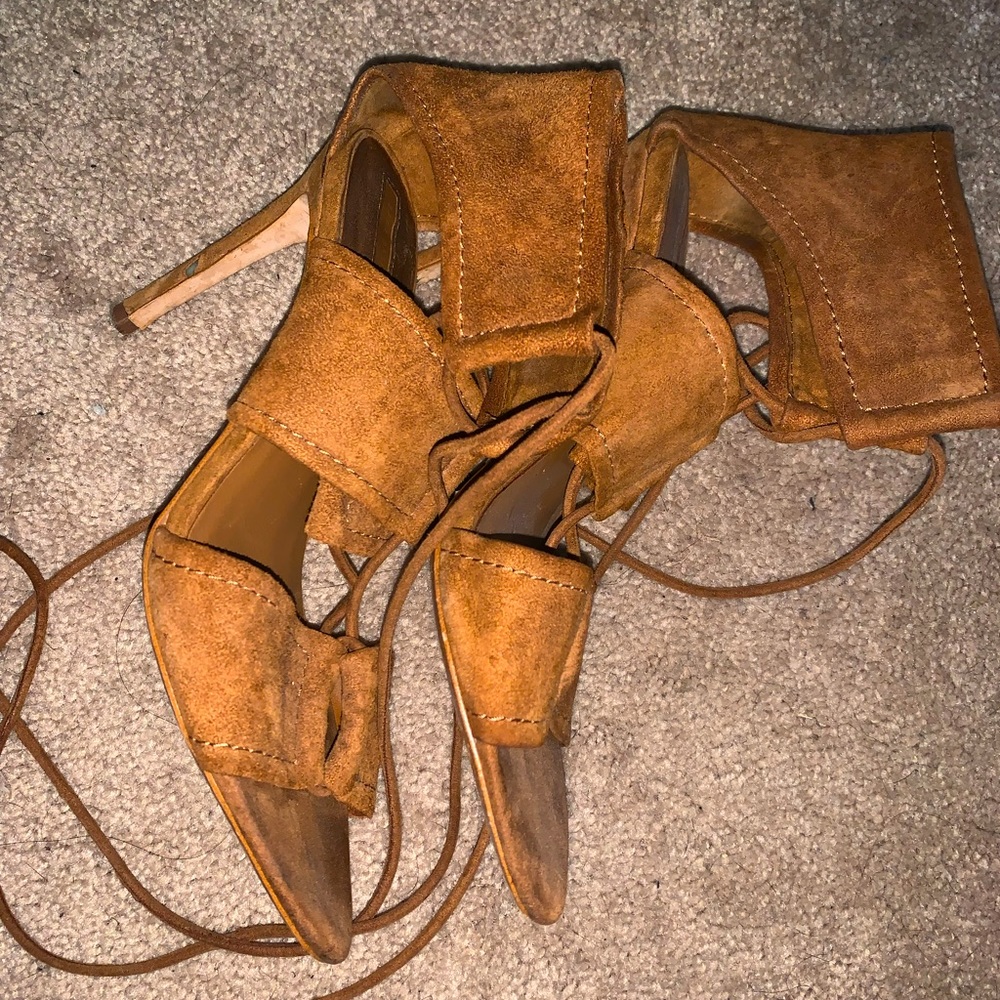 Zara brown strappy sued heel size 39